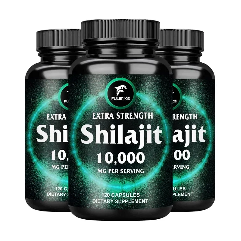 Fulimiks Shilajit 10000mg Cápsulas com Extrato Puro do Himalaia e Ácido Fúlvico Suportam Vitalidade Diária Resistência Saúde Geral