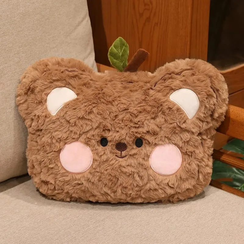 40cm cabeça de urso de pelúcia travesseiro de pelúcia bonito urso rosto lance travesseiro macio fofo almofada de pelúcia sofá quarto decoração de casa presente