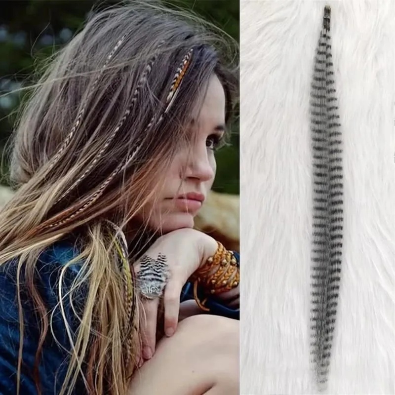 10-Piece Rainbow Synthetic Feather Extensions Multicolor 16-Inch Hair Add-ons Suitable for Women