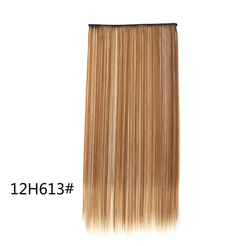 Extensões de cabelo invisíveis sintéticas de 5 clipes de uma peça longa e reta 24 polegadas resistente ao calor para mulheres