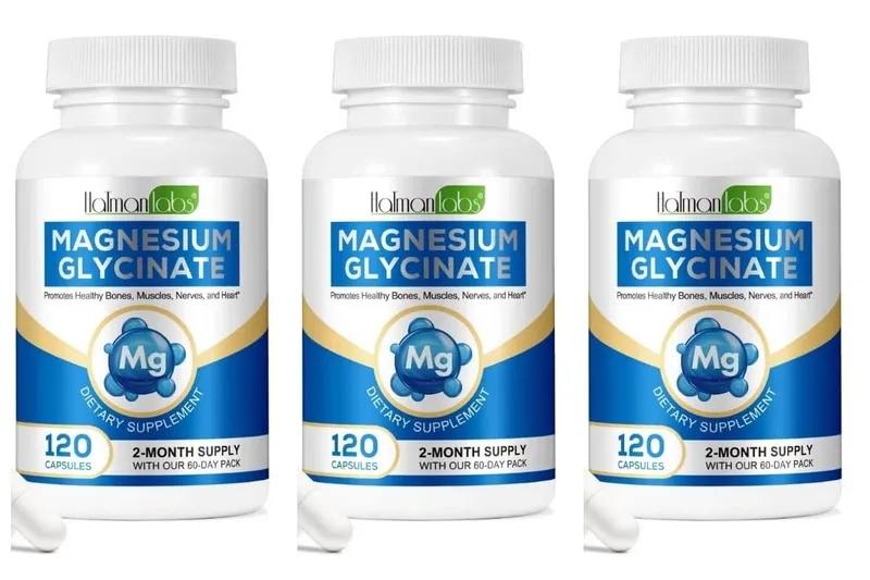 Cápsulas de glicinato de magnésio com 208mg de bisglicinato elementar para suporte ósseo, muscular e nervoso saudável, adultos 120 cápsulas