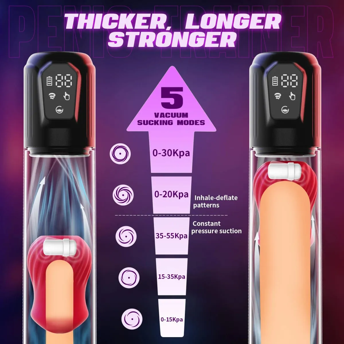 Bomba peniana elétrica com 5 sucção, 6 modos de treinamento, masturbador masculino automático, bombas lcd, ampliadores, brinquedos sexuais para homens — image 4