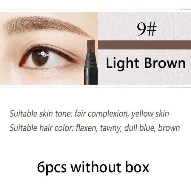 6/12 pçs lápis de sobrancelha núcleo duro atacado maquiagem puxar linha haozhuang marca permanente peel off branco preto à prova dnatural água natural