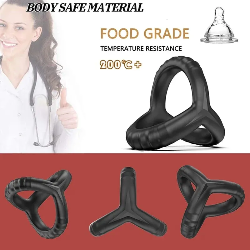 Anel peniano de silicone preto, anel reutilizável para retardar a ejaculação, bloqueio de sêmen, anel peniano, brinquedos sexuais para casais, sex shop