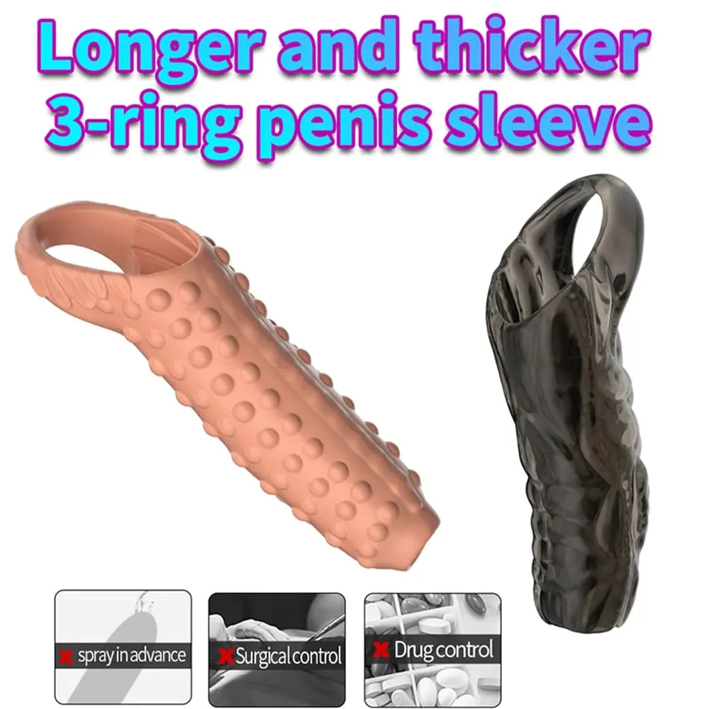Anéis penianos de silicone reutilizáveis ​​para homens, manga para pênis, retardar a ejaculação, ampliar preservativos, manga para pau, brinquedos sexuais para ampliação 18 +