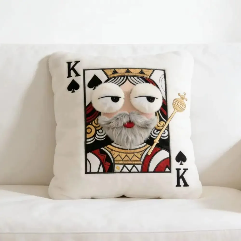 Almofada de cartão de pôquer estilo patchwork, olhos grandes 3d, design de alto valor, travesseiro bordado, tema de jogo de cartas, travesseiro de retalhos, decoração de casa — image 2