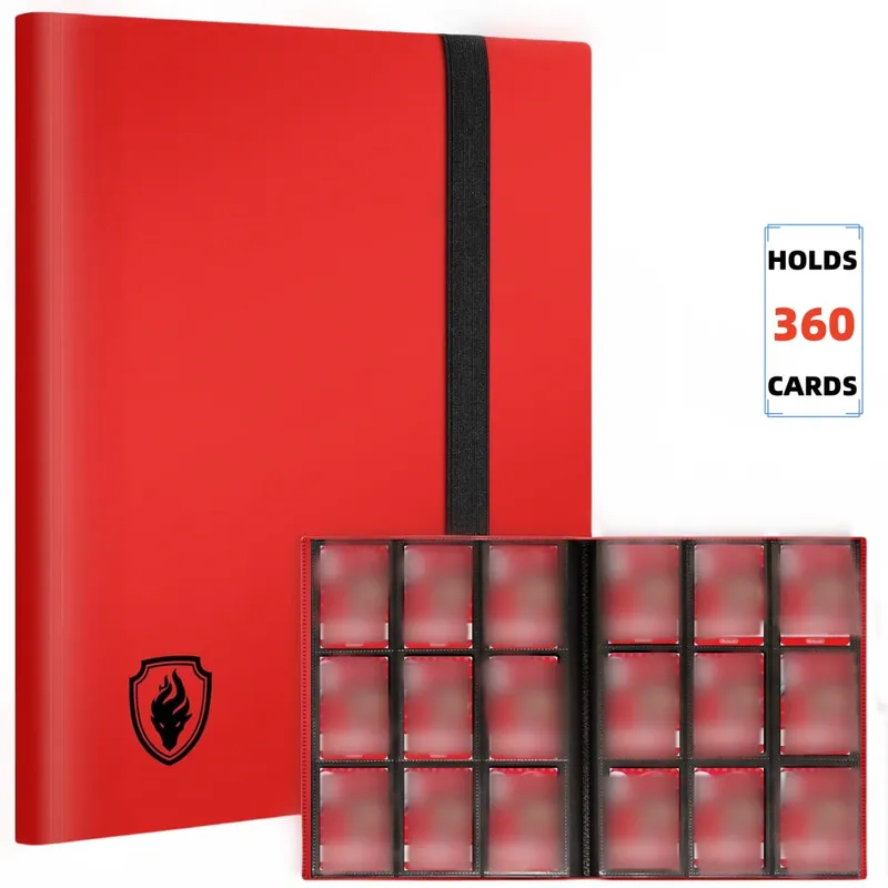 Fichário de cartão comercial, 9 bolsos, álbum de cartão, pasta de bolso de carregamento lateral 360 para yugioh sport e outros tcg