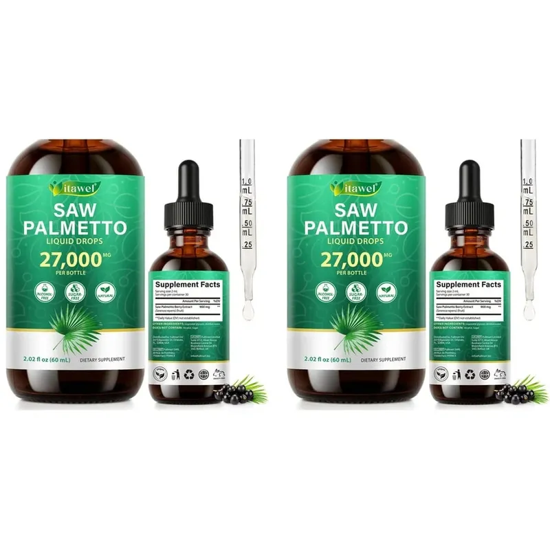 Itawel Saw Palmetto Gotas Líquidas Suporte à Saúde da Próstata Função Urinária Suporte OGM Livre de Parabenos Livre de Açúcar Vegan 60 ML