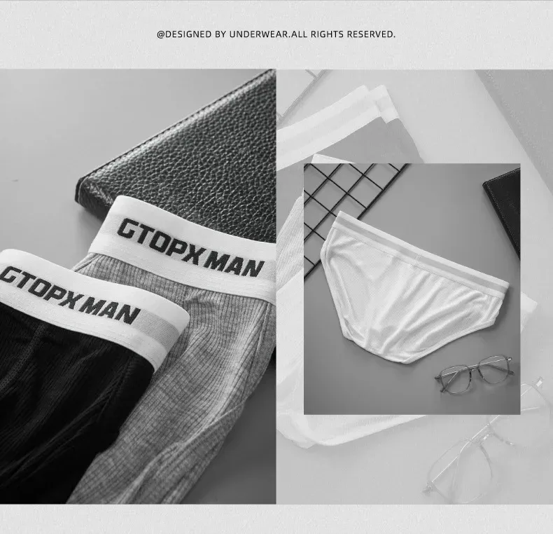3Pack Summer Single Layer Mens Underwear Low Rise Briefs for Men Elastic Comfort Fit Underpanties Ropa Interior Hombre