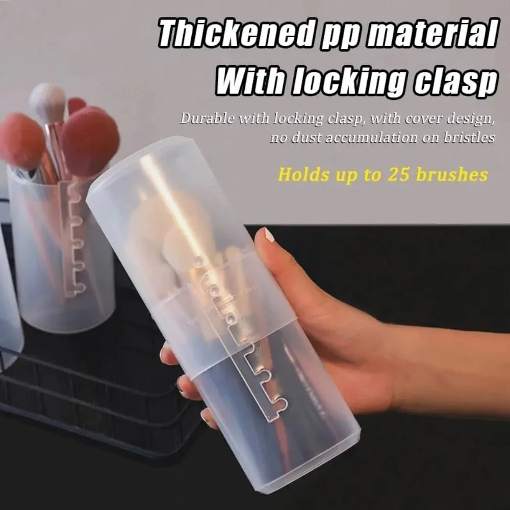 New Transparent Adjustable Height PVC Makeup Brush Holder Display Storage Cup Organizer With Lid Dustproof Toiletry Package Box
