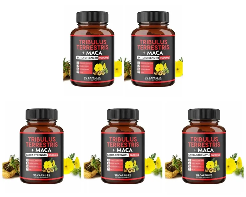 Suplemento de Tribulus Terrestris + Extrato de Raiz de Maca Apoia a Vitalidade Energética Saúde Natural de Ervas Não-OGM 90 Cápsulas Veganas