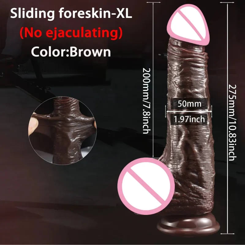 2 em 1 vibrador super realista pênis deslizante prepúcio ejaculação pau grande penetração anal masturbação feminina sexy brinquedos sexuais adultos