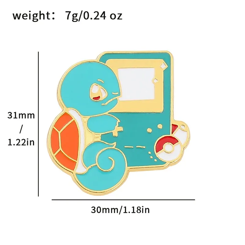 Cute Pikachu Brooch Anime Figures Gengar Psyduck Squirtle Togepi Bulbasaur Enamel Lapel Pin Badges on Backpack