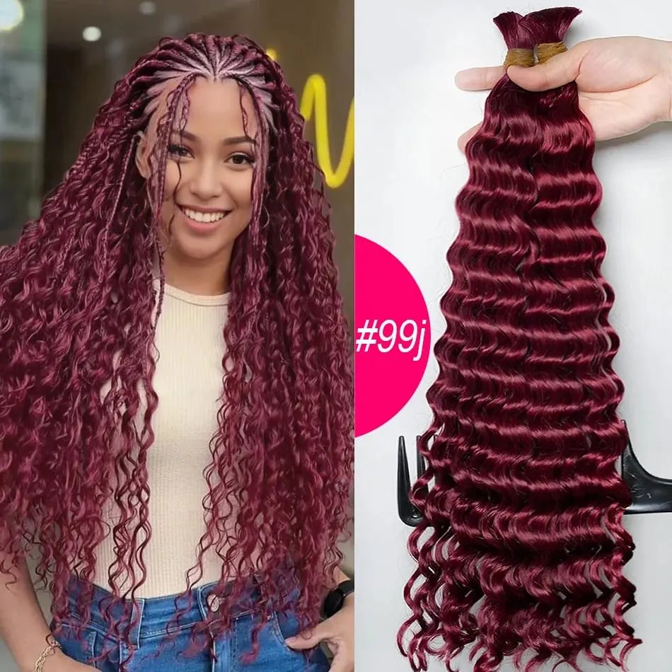 4 # chocolate marrom onda profunda cabelo humano em massa para tranças boho encaracolado trança cabelo 18-30 polegada pacote de cabelo remy brasileiro