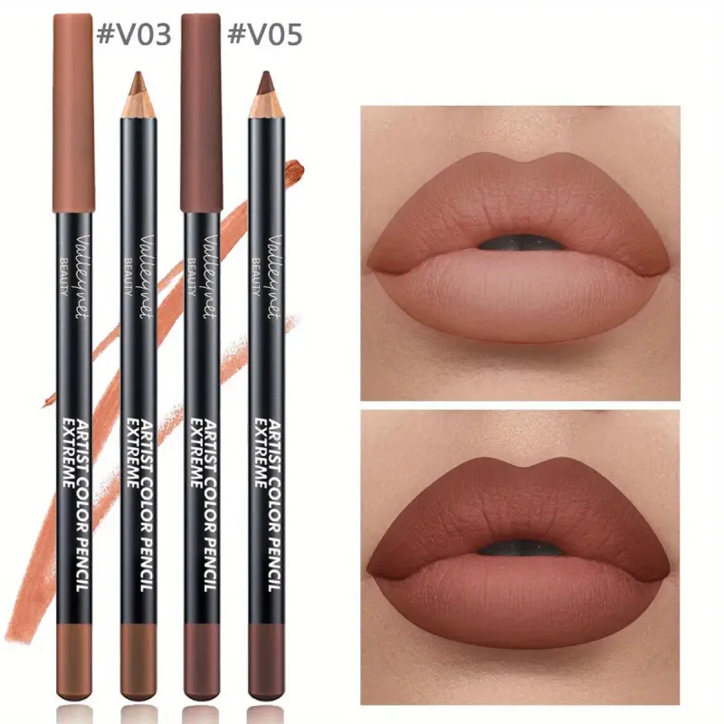 2pcs Lip Liner Makeup Duo: fórmula fosca à prova d'água de longa duração é suave para peles sensíveis e ideal para tons bege claros