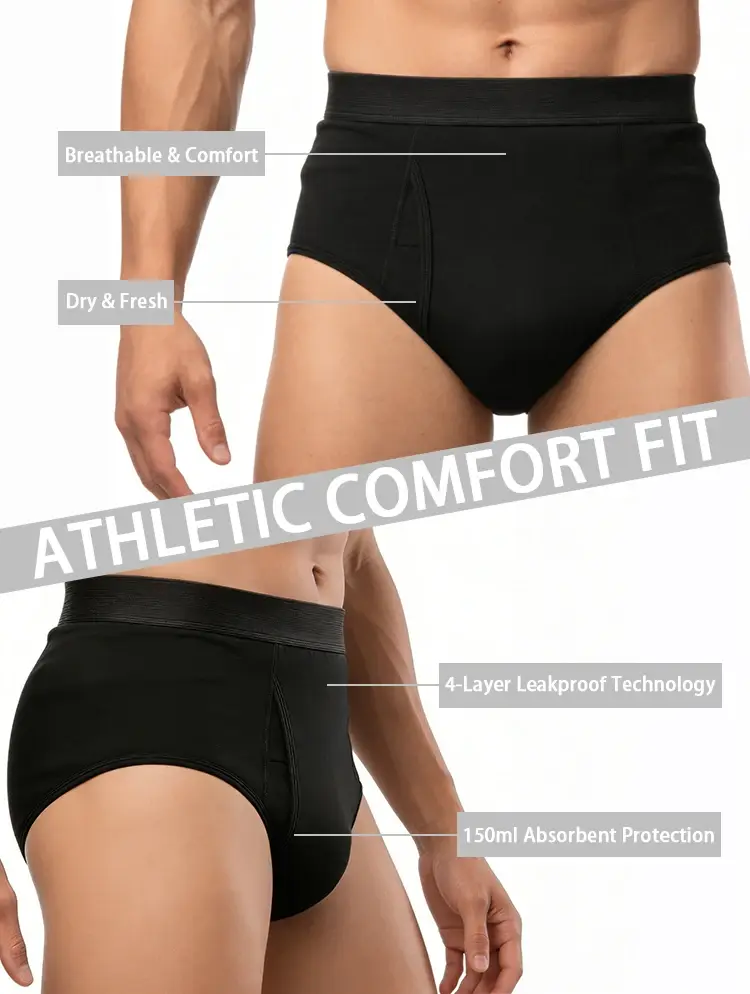 Cuecas boxer masculinas urinárias durante a noite, calcinha ultra-absorvente, roupa íntima para incontinência, absorção máxima, à prova de vazamento, algodão
