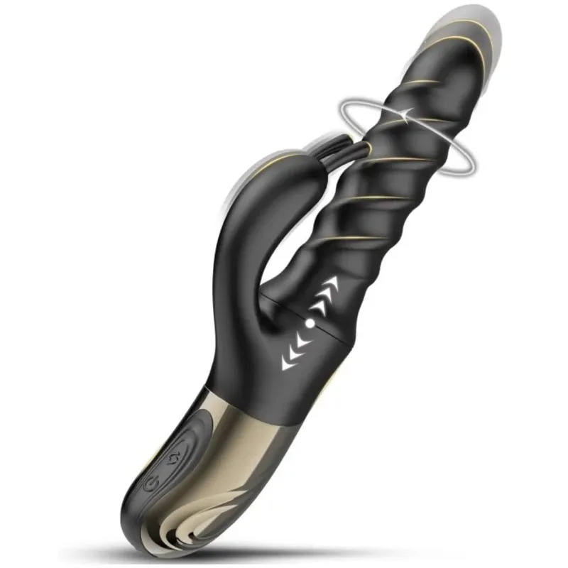 Empurrando G Spot Coelho Vibrador Estimulador Clitoral 360 ° Redemoinho Para Baixo Impulso 5 Modos de Giro Brinquedos Sexuais Adultos para Mulheres