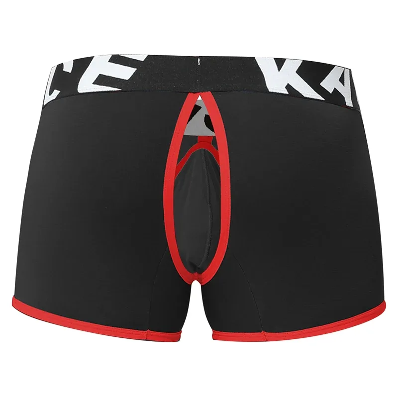 Mens Sexy Boxer Underwear Open Back Underpants Removable U Convex Pouch Panties Middle Waist Knickers