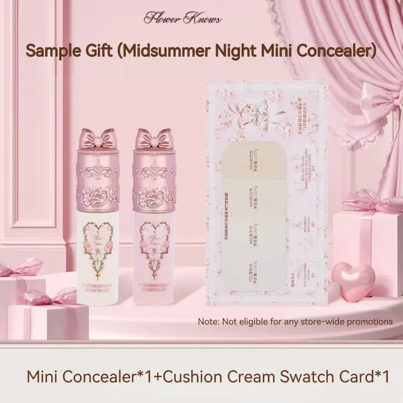 Flower Knows Cushion Foundation Shade Card + Mini Concealer Long-Lasting Moisturizing Full Coverage Face Makeup Sample Set