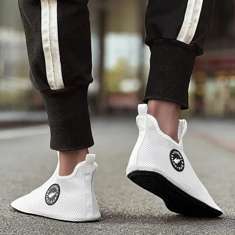 White Sneakers Men Casual High Top Shoes Comfortable Breathable Outdoor Sports Shoes Non Slip Lightweight Walking Shoes