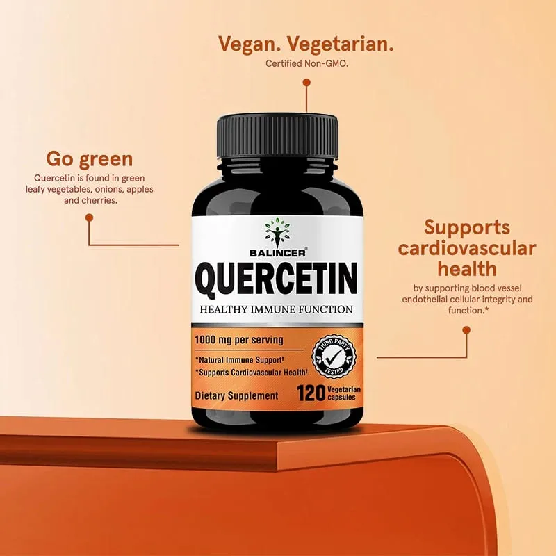 Extrato de quercetina - 1000 mg apoia a saúde imunológica cardiovascular e respiratória antioxidante 120 cápsulas