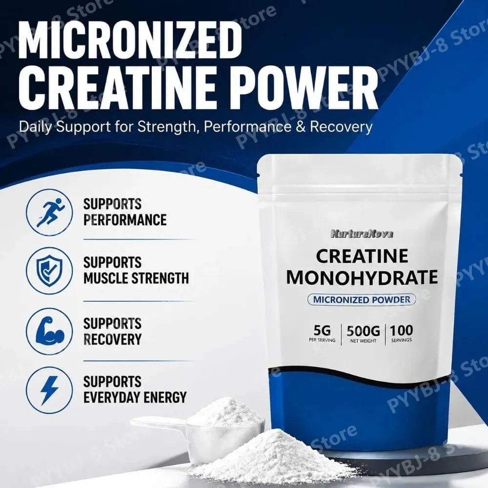 Nuturenova creatina monohidratada em pó micronizado ingrediente de treinamento de força para academia fitness 100 porções 500g de peso líquido