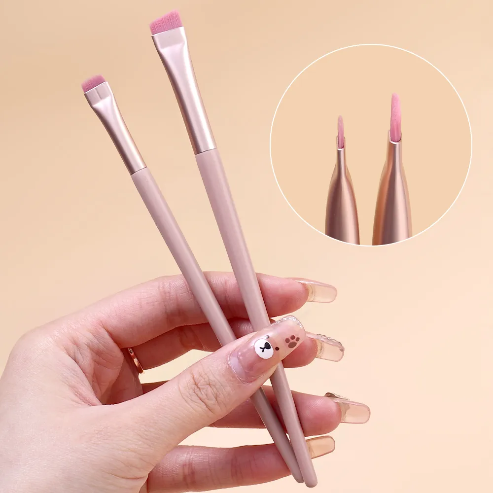 Pincel de delineador plano angular, 5 peças, cerdas macias sob os olhos, sobrancelha, atualização, pincel de maquiagem ultrafino, ferramentas de detalhes precisos