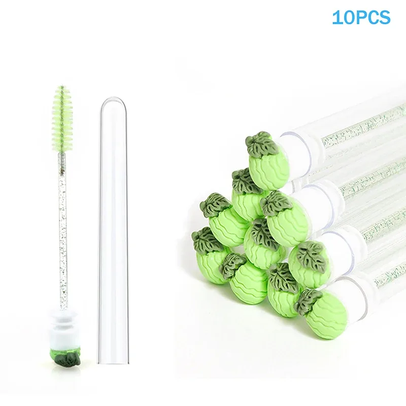 10 pçs/set coleção de frutas rímel escova reutilizável lash escova tubo carretéis lash extensão pincéis aplicadores ferramentas de maquiagem