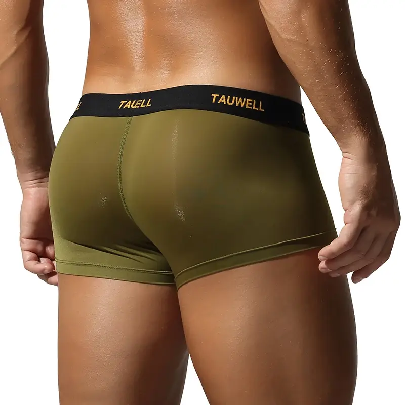 Roupa interior masculina confortável legal fina sexy semi-transparente calças de ângulo plano com cuecas em forma de u