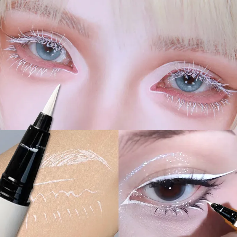 Ultra-thin Matte White Eyeliner Liquid Pen Waterproof Sweat-proof Long-lasting Lying Silkworm Pen High Pigment Smooth Eye Makeup