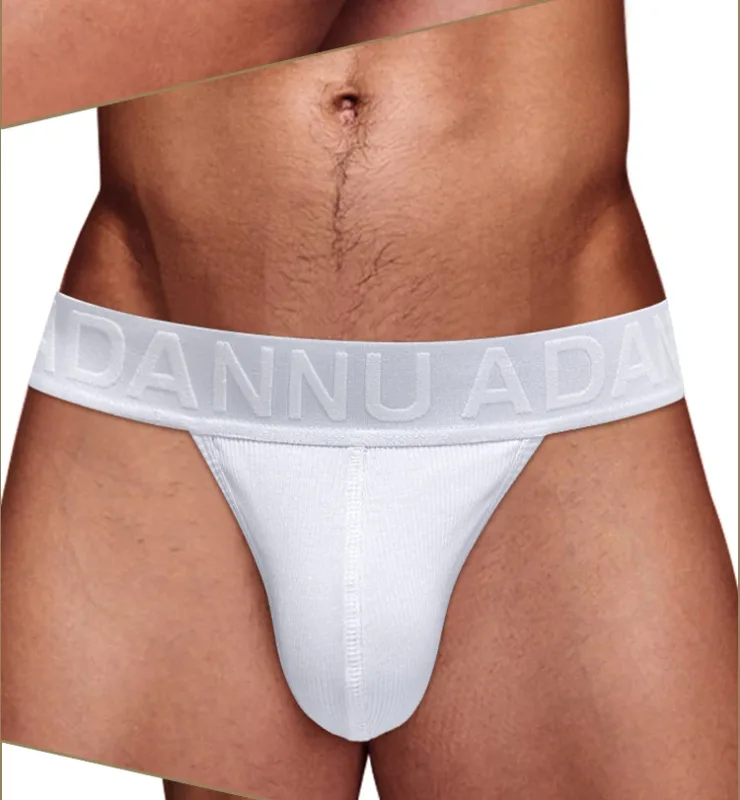 Cueca convexa de algodão com nervuras, confortável para a pele, sensação nua, letra em relevo, cintura larga, roupa íntima de ajuste fino
