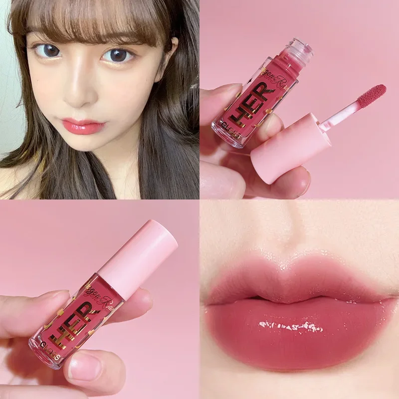 Batom líquido à prova d'água, 8 cores, hidratante, longa duração, brilhante, brilho labial, maquiagem natural, gelatina, cosméticos brilhantes