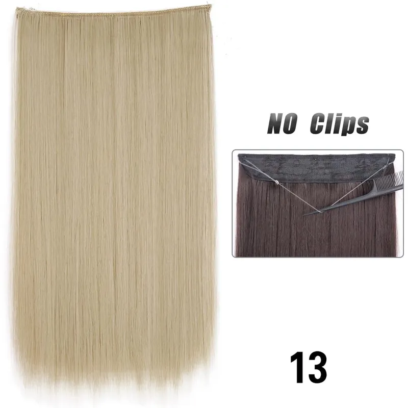 Sem clipes extensões de cabelo fio invisível longo em linha reta sintético falso pedaço de cabelo 80cm preto marrom loiro penteado