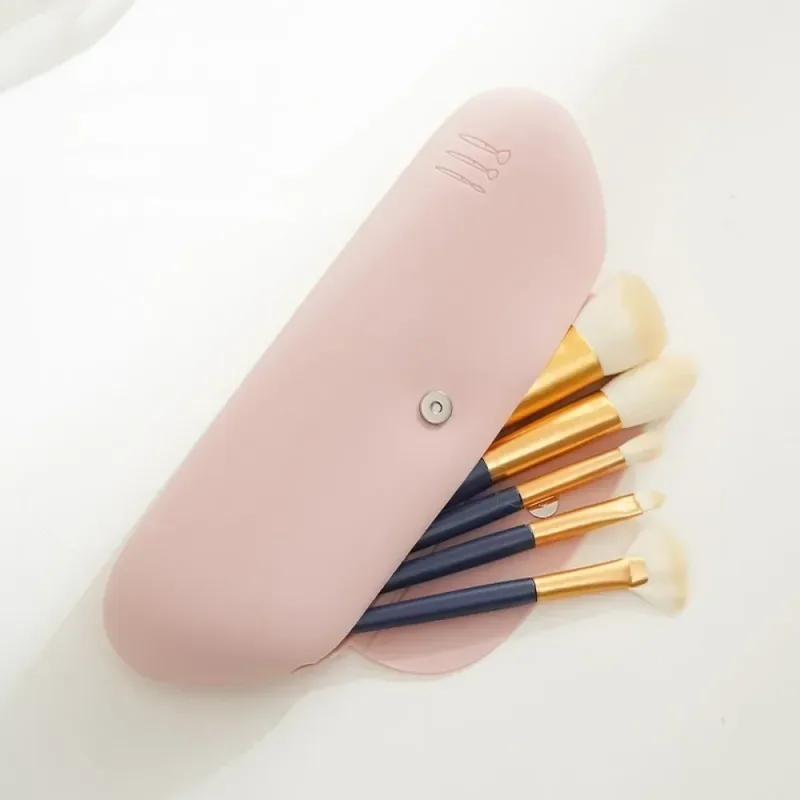Suporte de escova de maquiagem de viagem silicone escovas cosméticos saco de armazenamento portátil beleza esponja caso organizador de maquiagem para viajar