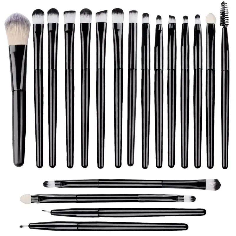20 pçs pincéis de maquiagem profissional conjunto macio cabelo sintético escova cosmética para fundação sombra sobrancelha delineador mistura fazer