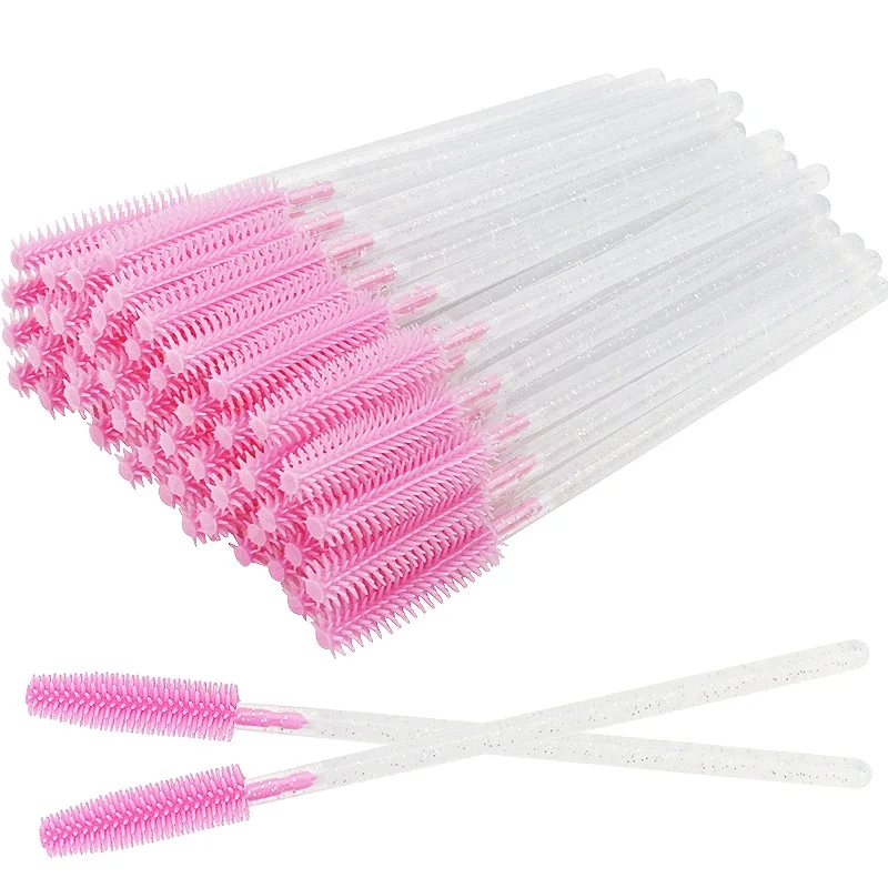 50 pçs silicone rímel varinhas aplicador pincéis de cílios descartáveis ​​pente beleza maquiagem escova para mulheres ferramentas de extensão de cílios