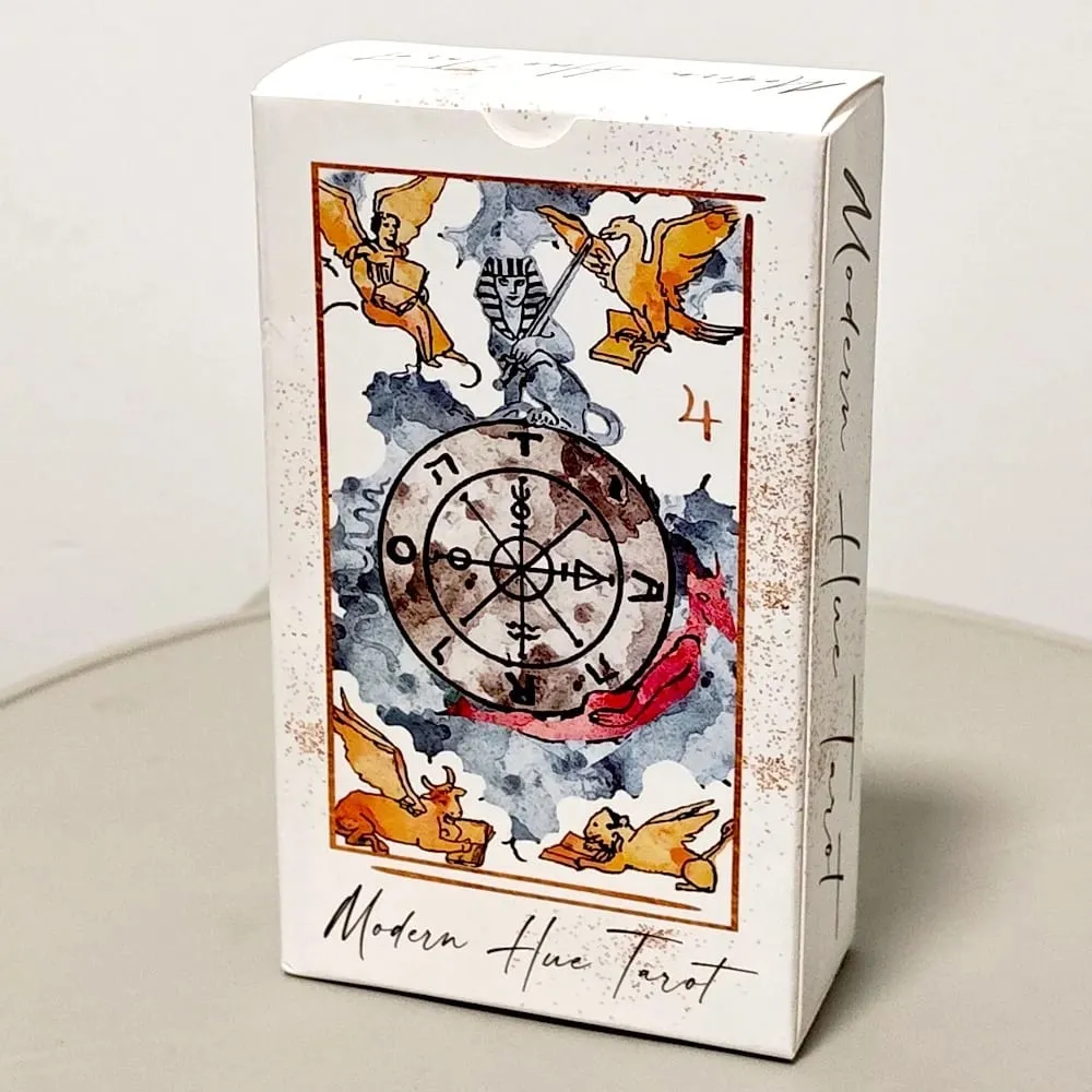Baralho de tarô moderno Hue - 78 cartas de tarô em aquarela 12 * 7 cm com base em imagens RWS - cartas de adivinhação estética com relevo duplo