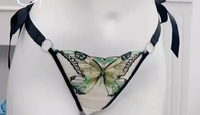 Reggente Pizzo Francese Farfalla Rete Trasparente Spalline Elastiche Senza Spugna Set Intimo S-XL Nuovo Morbido