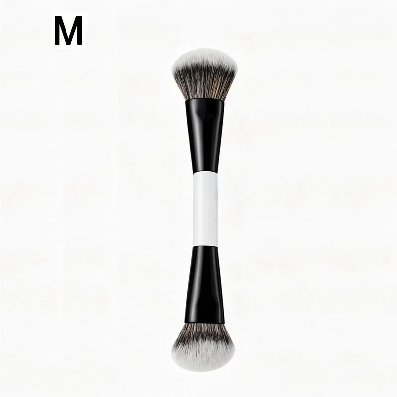 Multifuncional compõem escova dupla terminou angular fundação pincéis de maquiagem blush compõem escova madeira lidar com ferramenta cosmética hzs35