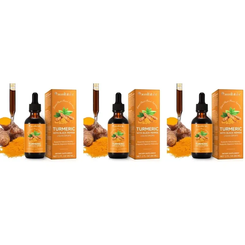 Acentialabs Cúrcuma com Gotas Líquidas de Pimenta Preta para Resposta Inflamatória Natural Suporte 1340 Mg Extrato de Cúrcuma 60 ML