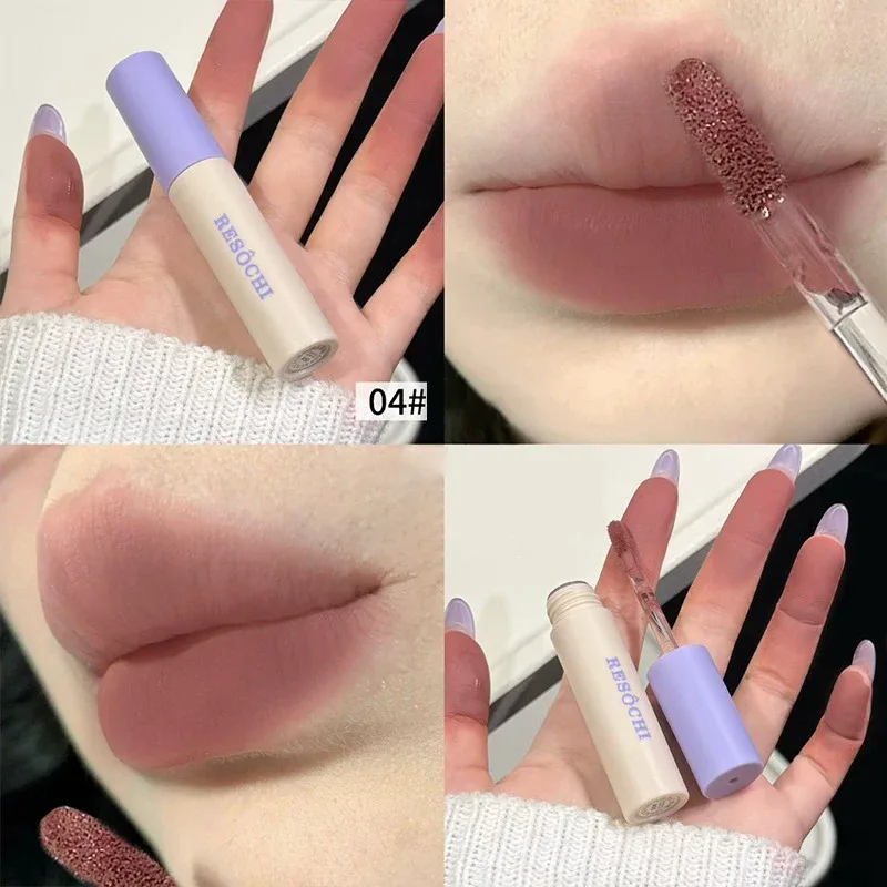 Pasta de feijão rosa labial lama fosco veludo vermelho marrom brilho labial hidratante à prova dwaterproof água duradoura não secagem copo antiaderente maquiagem matiz labial