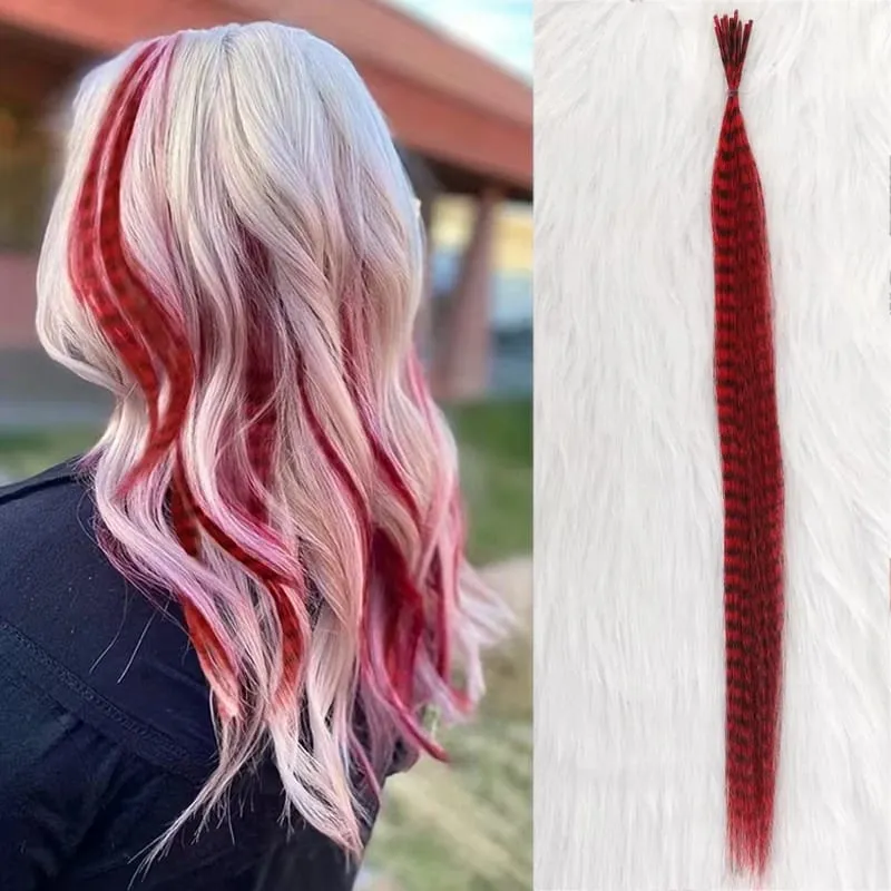 10-Piece Rainbow Synthetic Feather Extensions Multicolor 16-Inch Hair Add-ons Suitable for Women