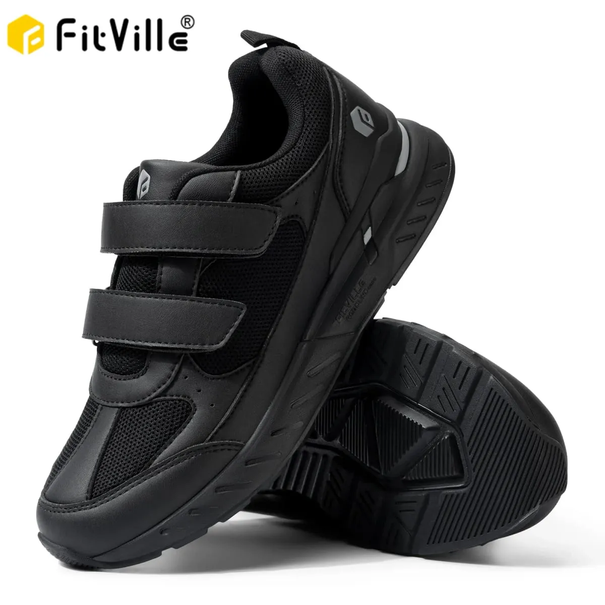 FitVille Sapatos para diabéticos para homens, largura extra larga, fechamento ajustável, tênis para caminhada, para alívio da dor nos pés, inchados — image 1