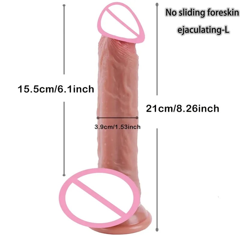 2 em 1 vibrador super realista pênis deslizante prepúcio ejaculação pau grande penetração anal masturbação feminina sexy brinquedos sexuais adultos