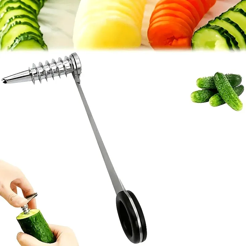 Cortador espiral vegetal manual-cortador portátil de aço inoxidável com design curvo adequado para corte uniforme de batatas