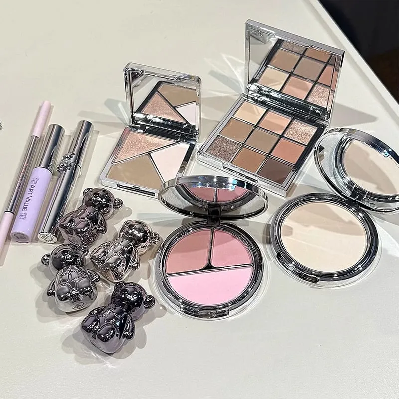 VALOR DA ARTE Os conjuntos de maquiagem facial incluem 4 lama labial 1 caneta para sobrancelha 1 rímel 1 sobrancelha matizada 1 pó prensado 1 blush 1 contorno 1 sombra