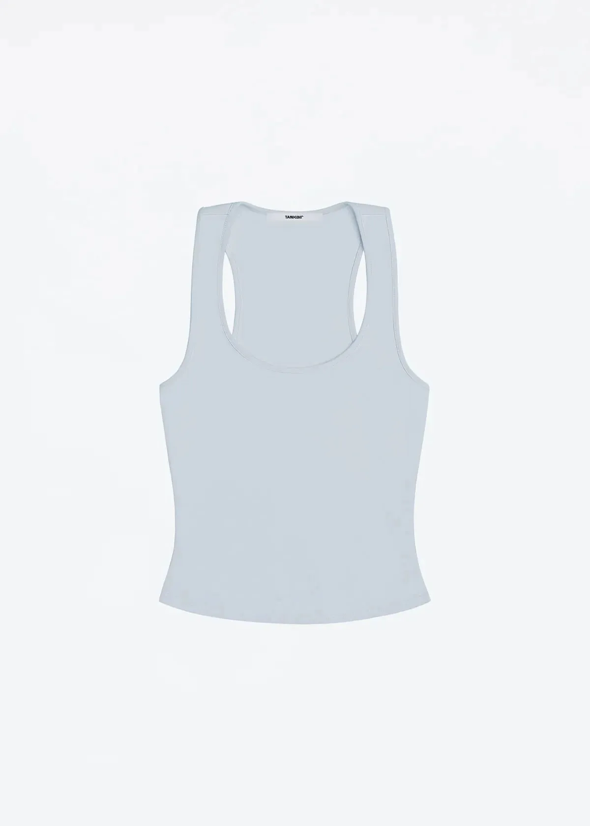 Tanque clássico em forma de X sem costas azul bebê e cinza enevoado multicolorido confortável cintura elástica ajuste justo top sem costas — image 7