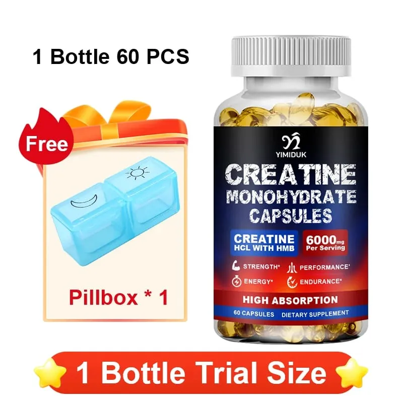 Suplemento de monohidrato de creatina com suporte HMB para recuperação muscular, aumento de energia celular, resistência, desempenho de fadiga muscular