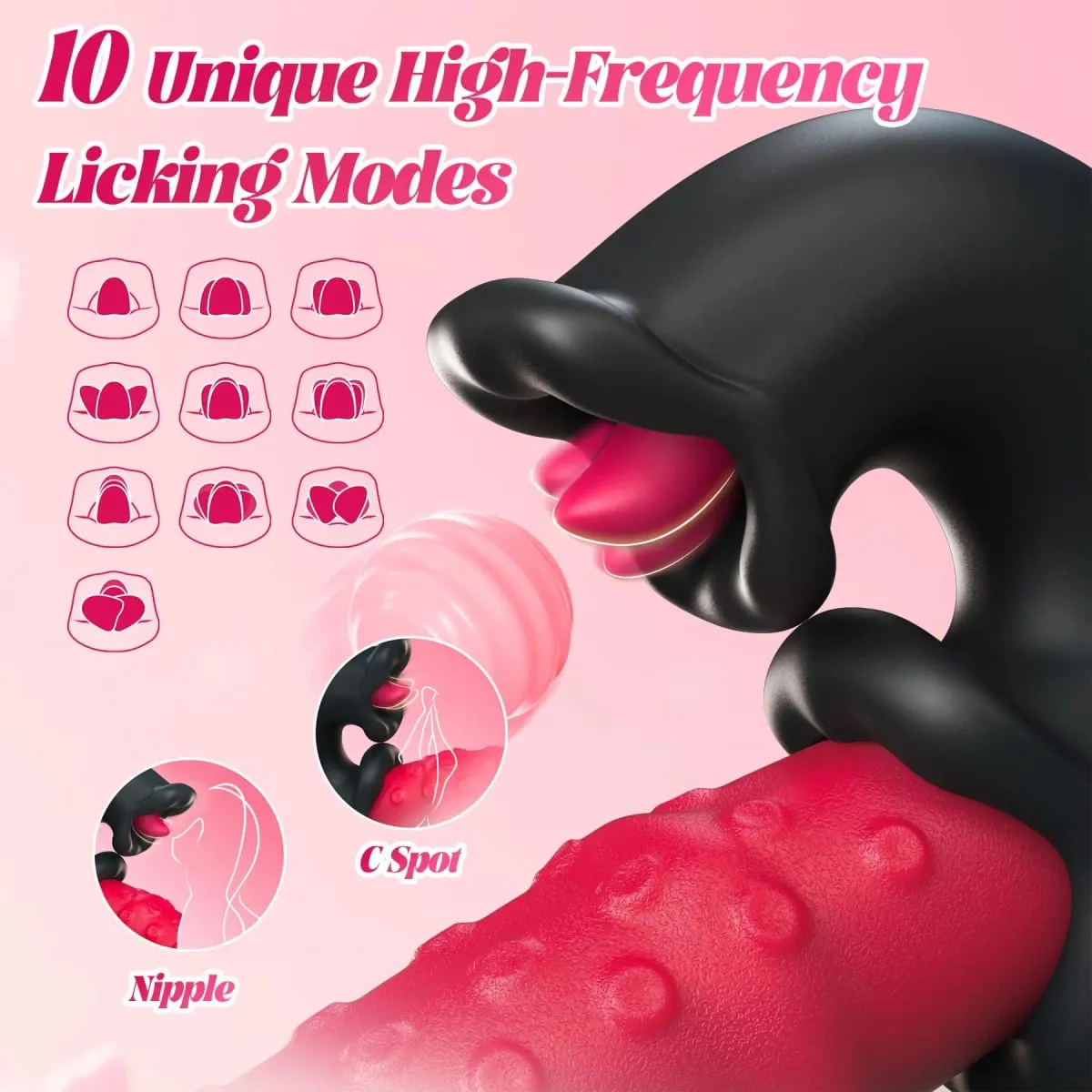 Vibrador 4 em 1 para lamber o ponto g, estimulador de clitóris, massageador vaginal, vibrador de coelho, brinquedo sexual feminino para clitóris, mamilo e anal