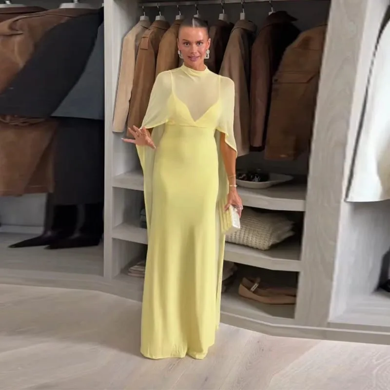 Sheer cape vestidos de noite femininos elegantes fino com decote em v sem costas sem mangas hip pacote vestido para mulher 2026 senhora vestidos de festa — image 9